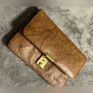 #3- HICKOK Marbled Brown Faux Leather CLUTCH Wrist Wallet